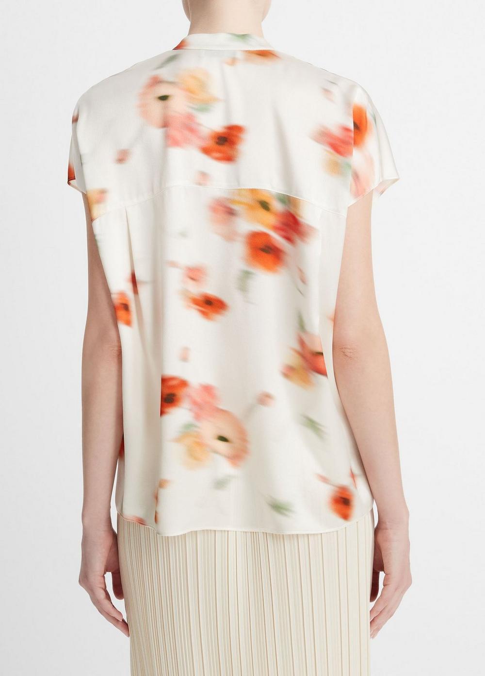 Womens Poppy Blur Silk Band-Collar Blouse, Cream Dusk, Size S Vince Product Image