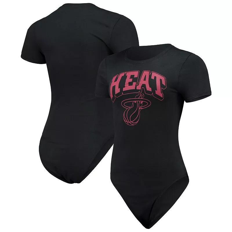 Women's Junk Food Black Miami Heat Bodysuit, Size: 2XL Product Image