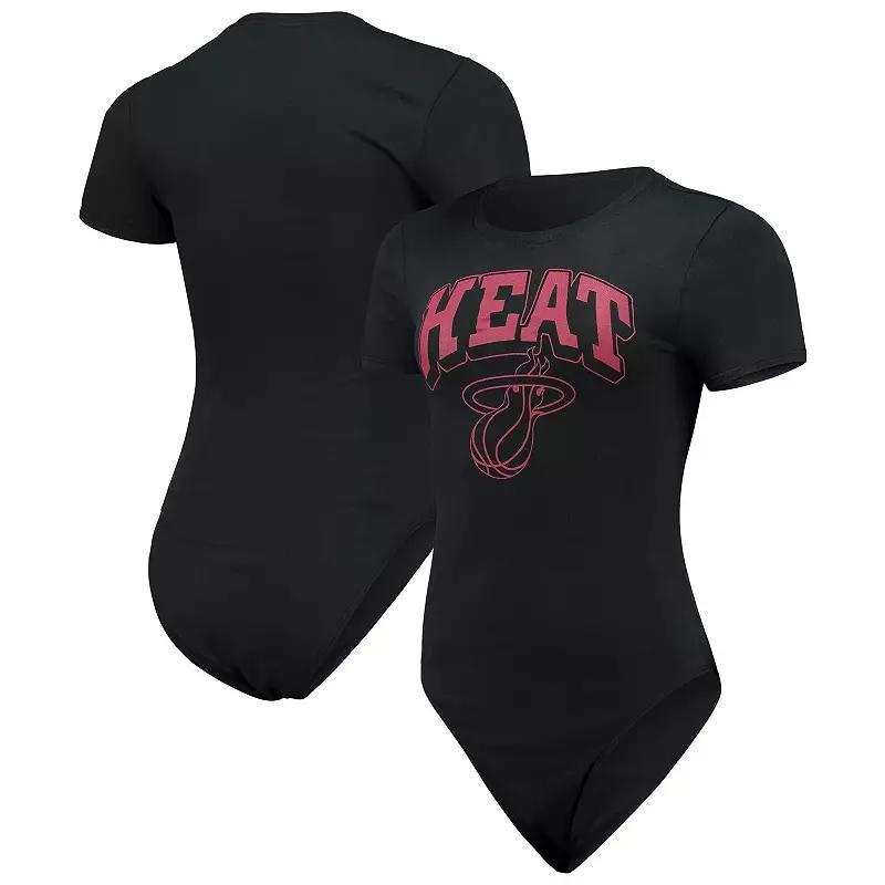 Women's Junk Food Black Miami Heat Bodysuit, Size: 2XL Product Image
