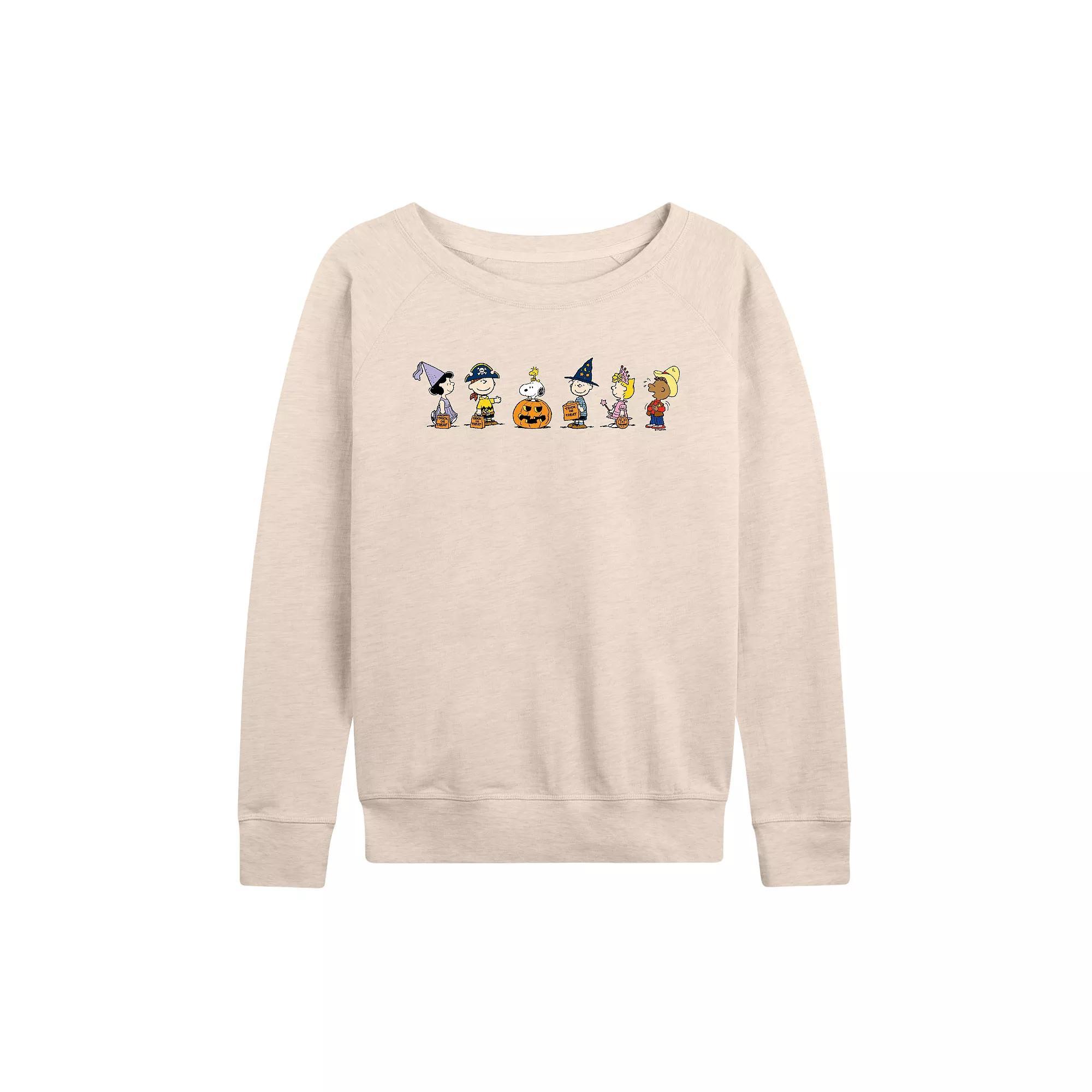 Womens Peanuts Group Trick Or Treat French Terry Long Sleeve Tee Product Image