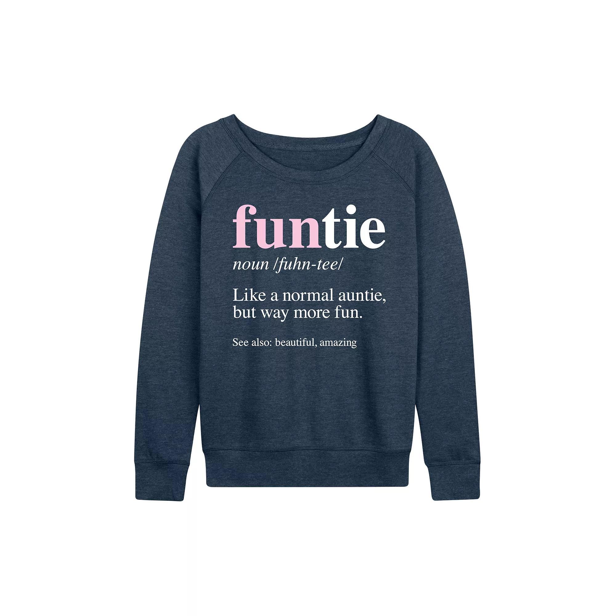 Womens Funtie Definition French Terry Long Sleeve Tee, Girls Heather Grey Product Image