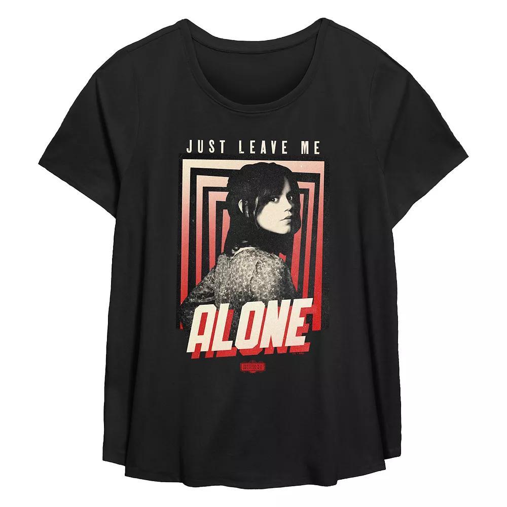 Plus Size Beetlejuice 2 Astrid Just Leave Me Alone Flowy Graphic Tee, Women's, Size: 0X, Black Product Image