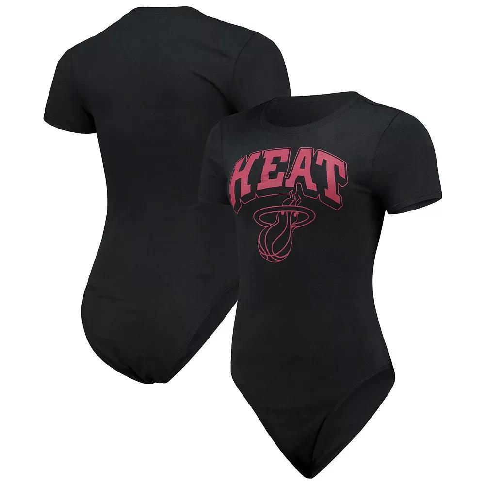Women's Junk Food Black Miami Heat Bodysuit, Size: 2XL Product Image