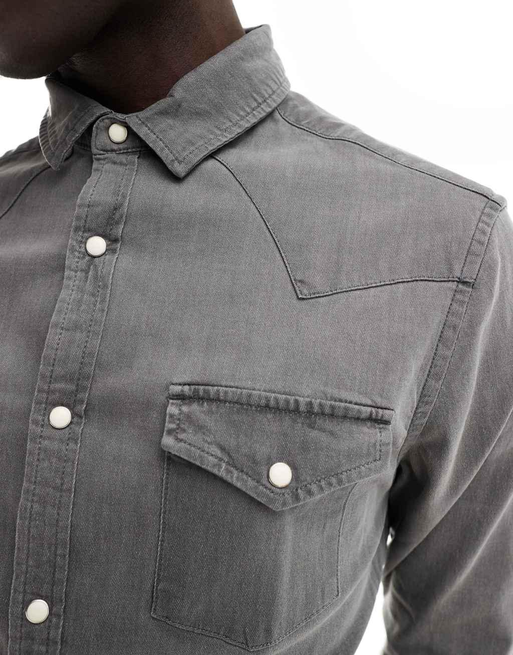 ASOS DESIGN skinny fit western denim shirt Product Image