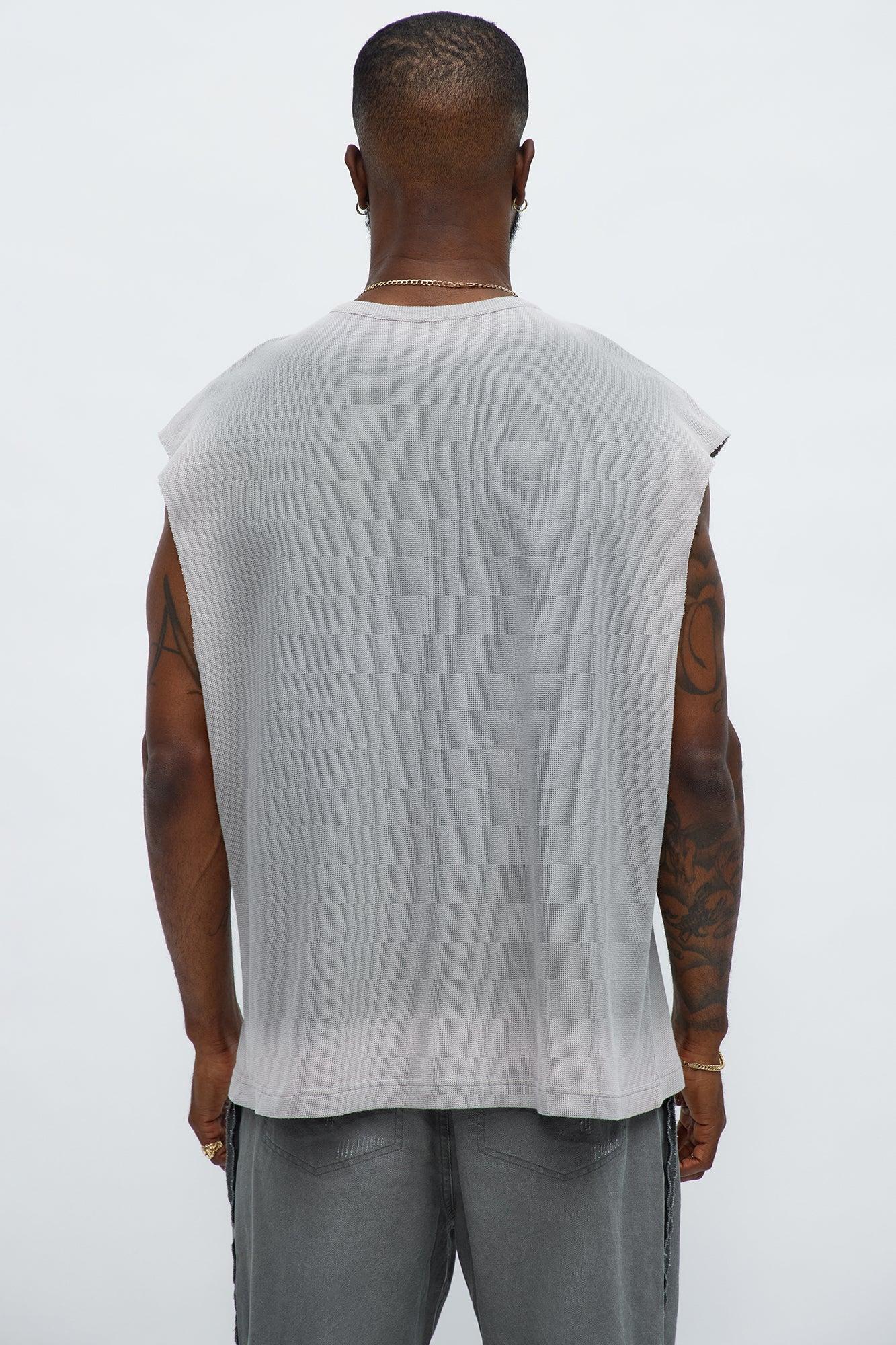 Relaxed Washed Quote Muscle Tank - Dark Grey Product Image