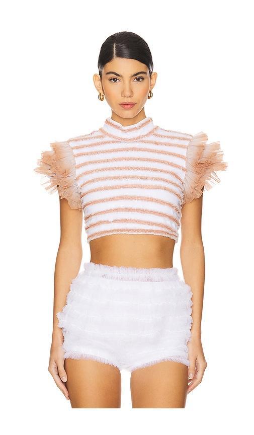 Shirred Top With Puff Sleeves Susan Fang Product Image