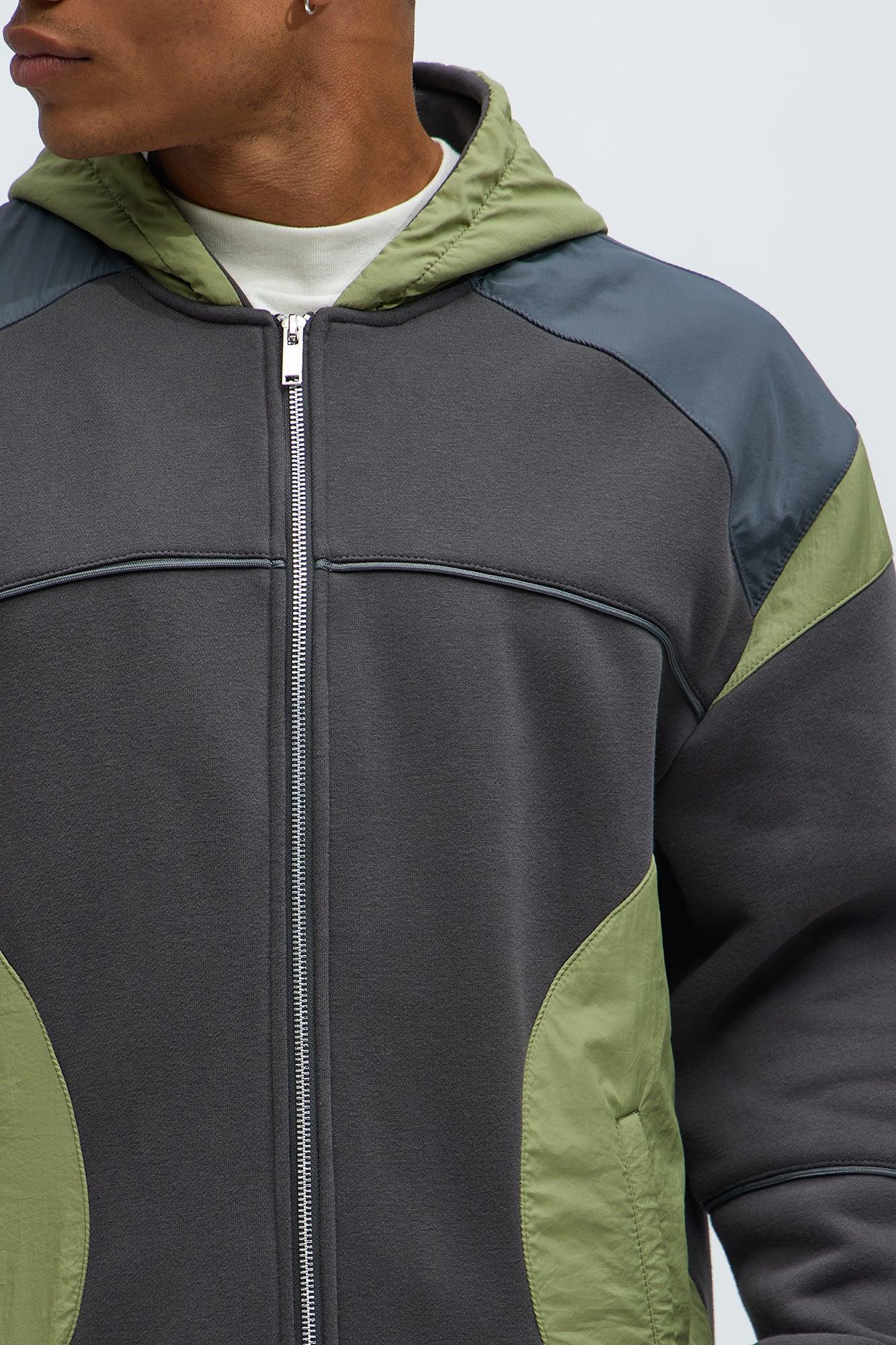 Drill Zip Up Hoodie - Brown Product Image