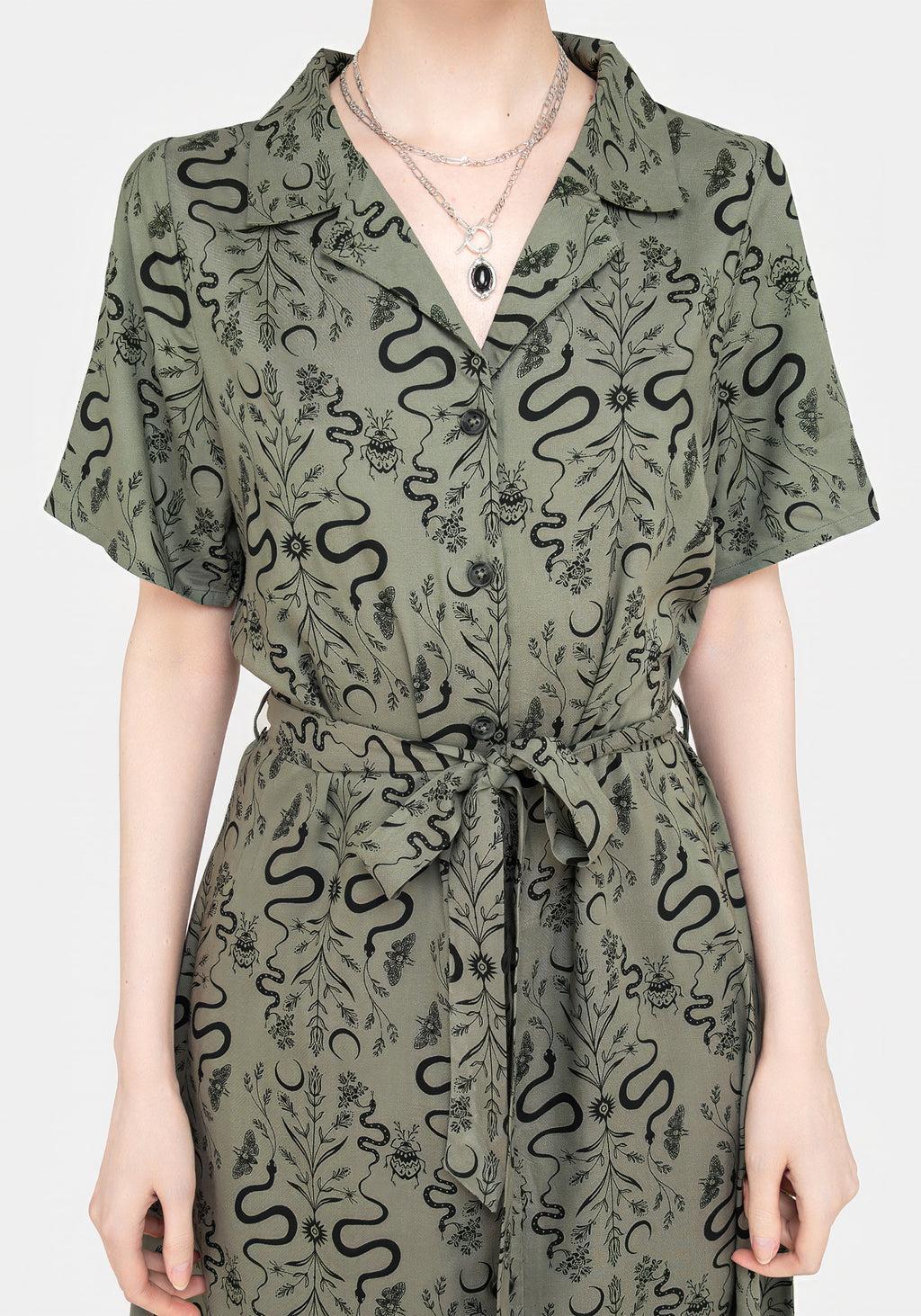 Dominion Snake Print Midi Shirt Dress Product Image