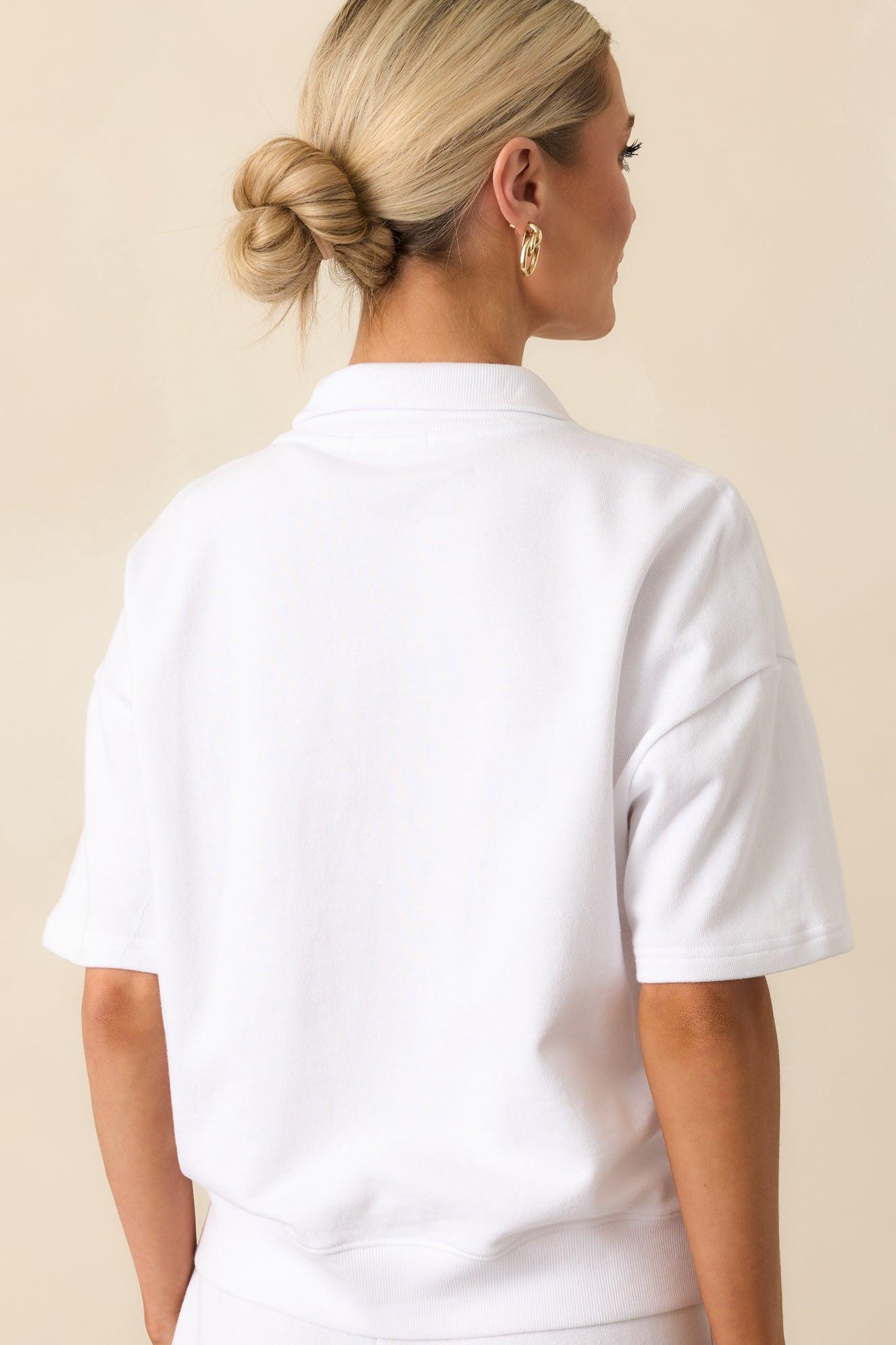 Z Supply White Cotton Club Polo Sweatshirt Product Image