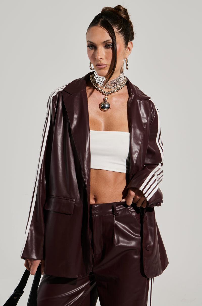 DAYTIME LOVIN OVERSIZED BLAZER IN BURGUNDY Product Image