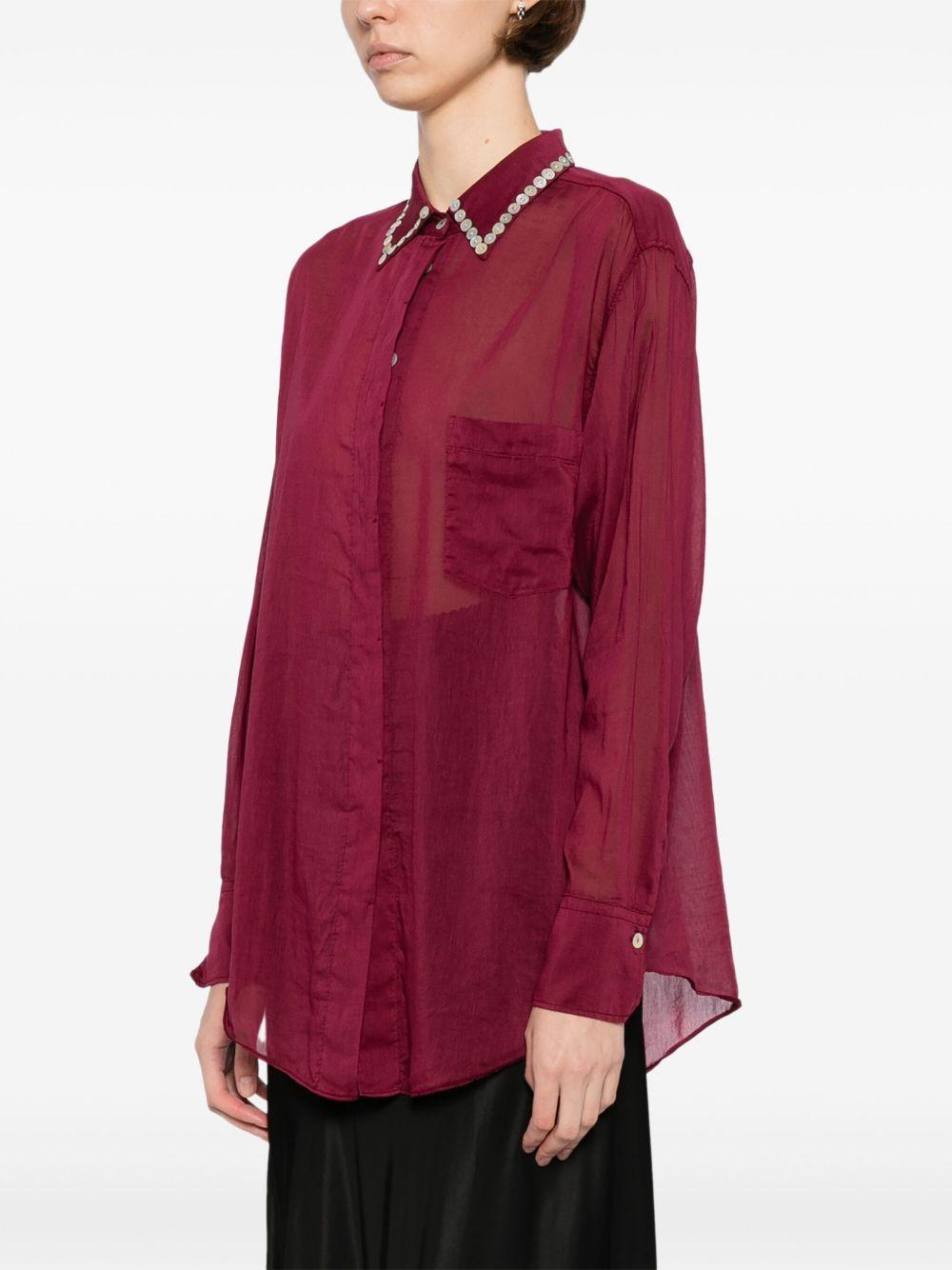 embroidered long-sleeved shirt Product Image