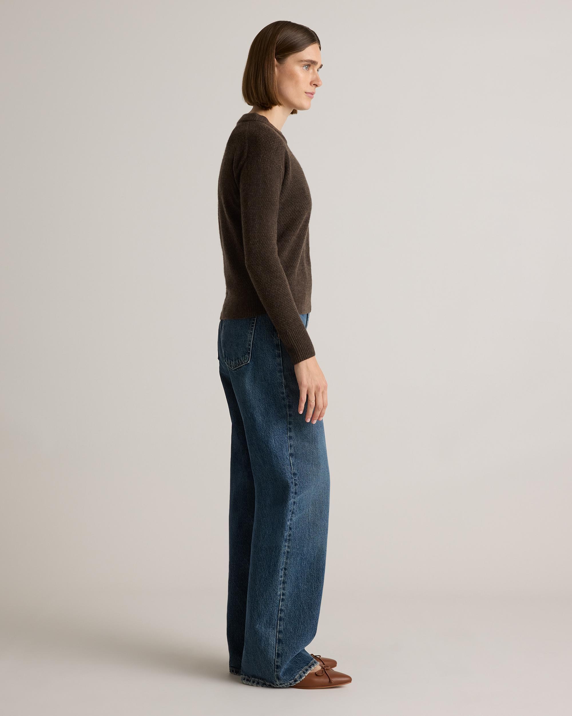 Quince | Women's Baby Alpaca-Wool Diamond Stitch Crew Neck Alpaca Sweater Size XL Product Image