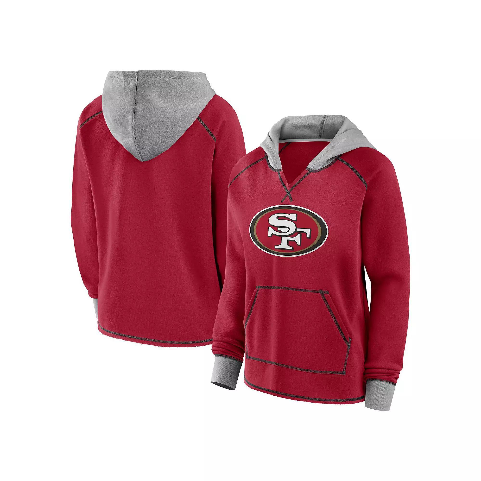 Women's Royal Los Angeles Rams Boom Fleece Pullover V-Neck Hoodie, Size: 2XL, Blue Product Image