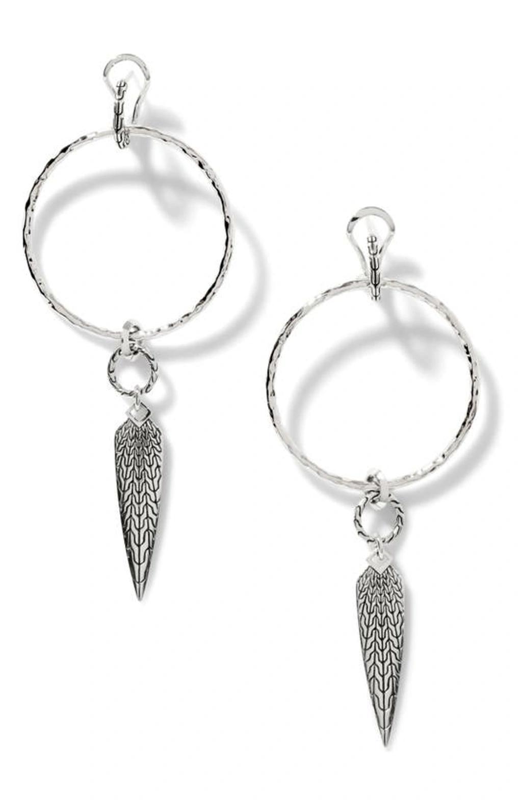 JOHN HARDY Classic Chain Hammered Drop Huggie Hoop Earrings In Silver Product Image