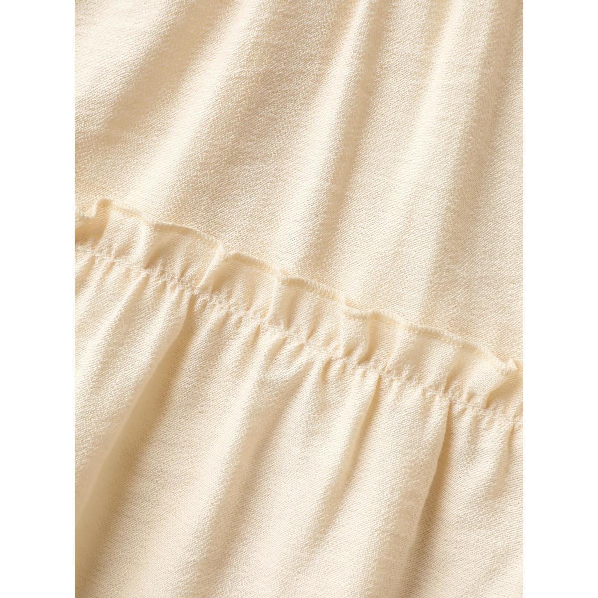 Plus Size Pure Textured Tassels Tiered Tank Top Women Beige Tie knot Notched collar Vacation Tank Tops Camis BloomChic 22-24/3X Product Image
