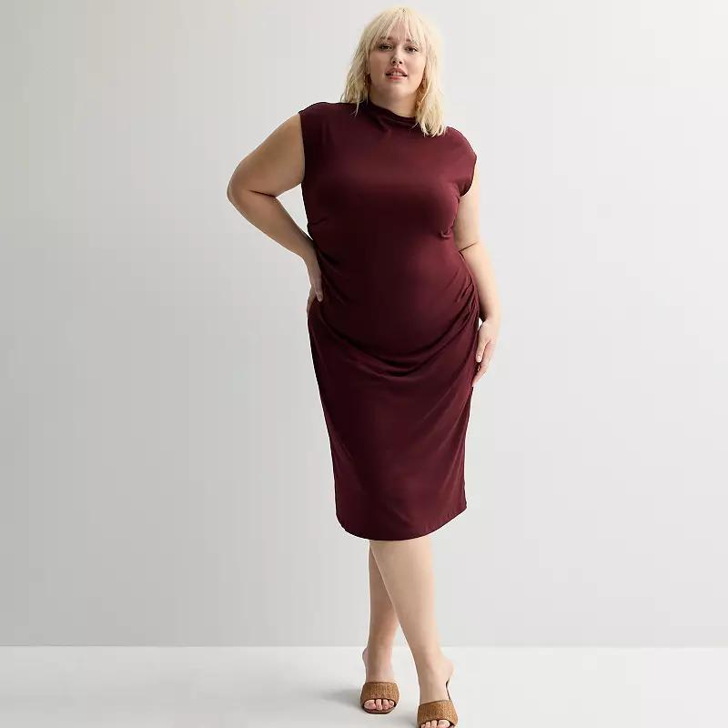 Plus Size Nine West Mock Neck Knit Dress, Women's, Size: 4XL, Mineral Black Product Image