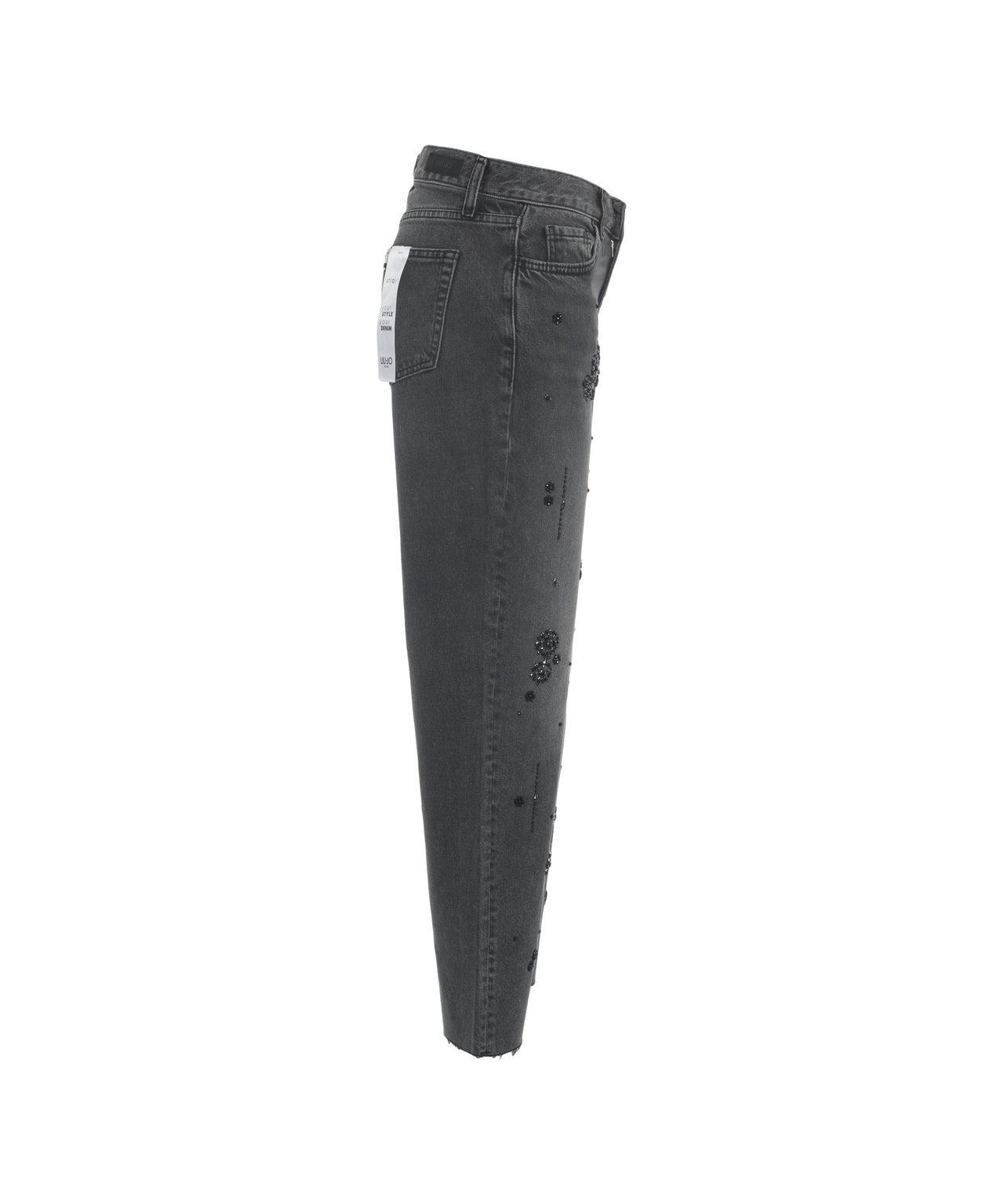 Straight leg jeans with rhinestones Product Image