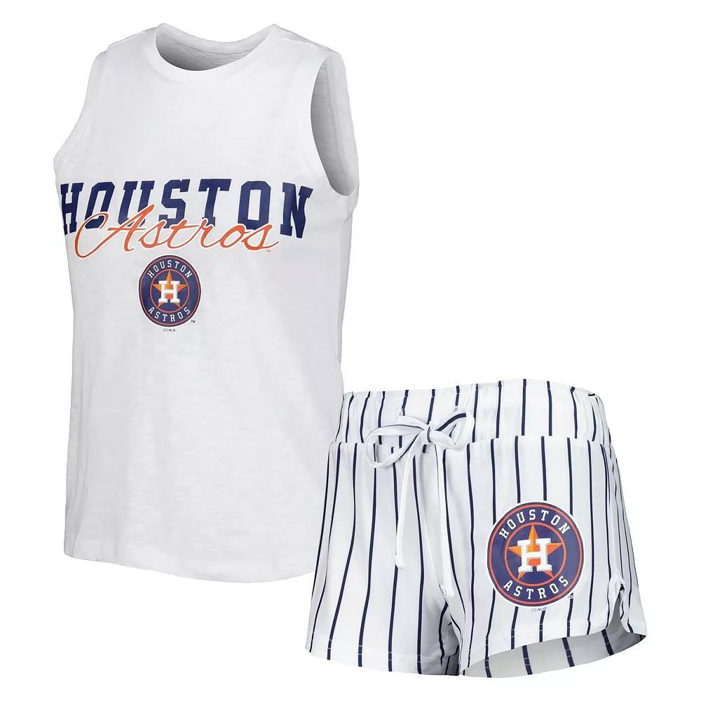 Women's Concepts Sport White Houston Astros Reel Pinstripe Tank Top & Shorts Sleep Set, Size: Medium Product Image