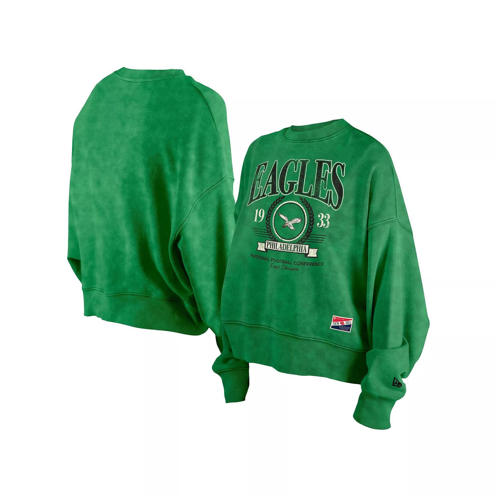 Women's New Era  Blue Dallas Mavericks Hardwood Classics Enzyme Wash Oversized Boxy Pullover Sweatshirt, Size: Small Product Image