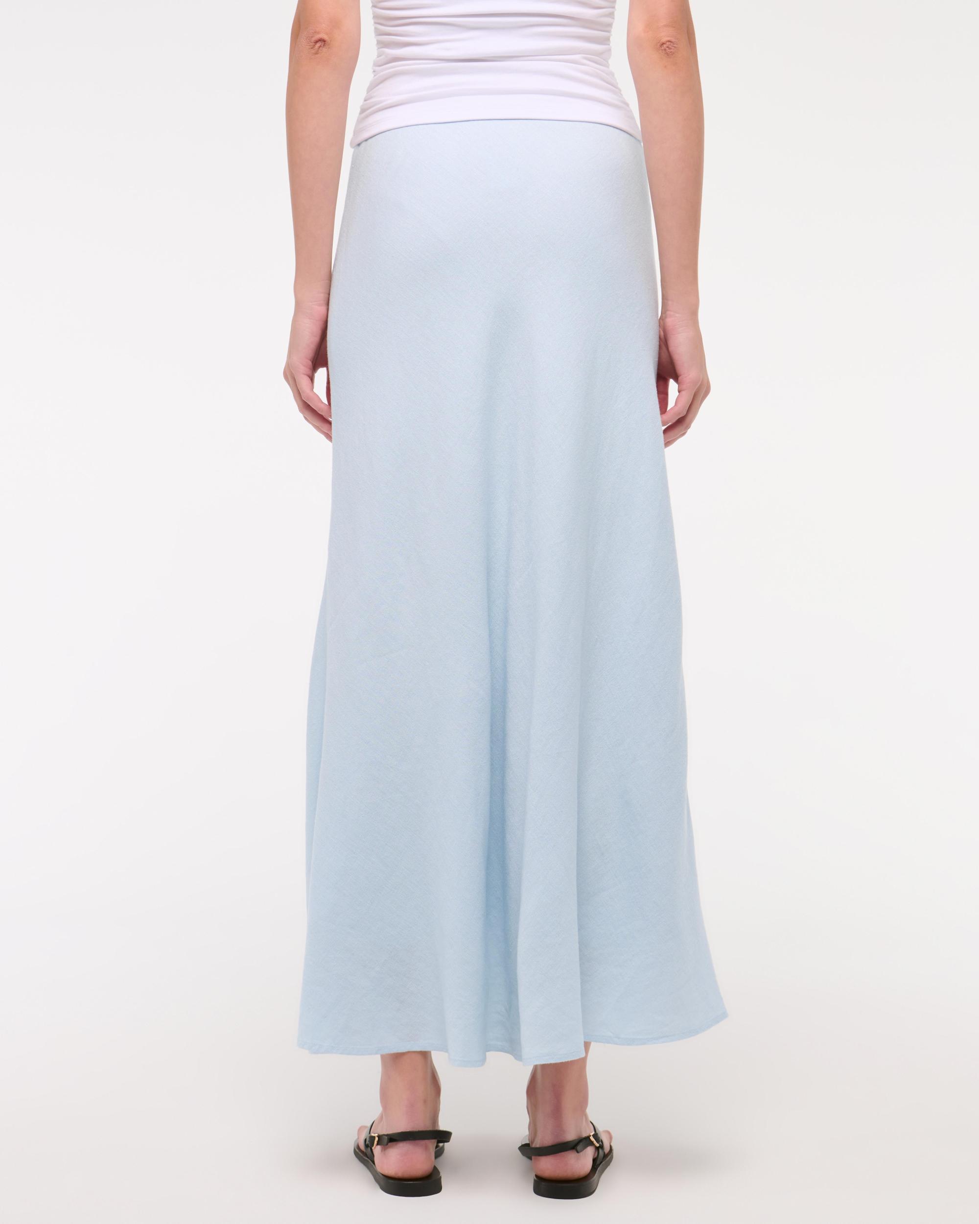 Mid Rise Linen-Blend Maxi Skirt Product Image