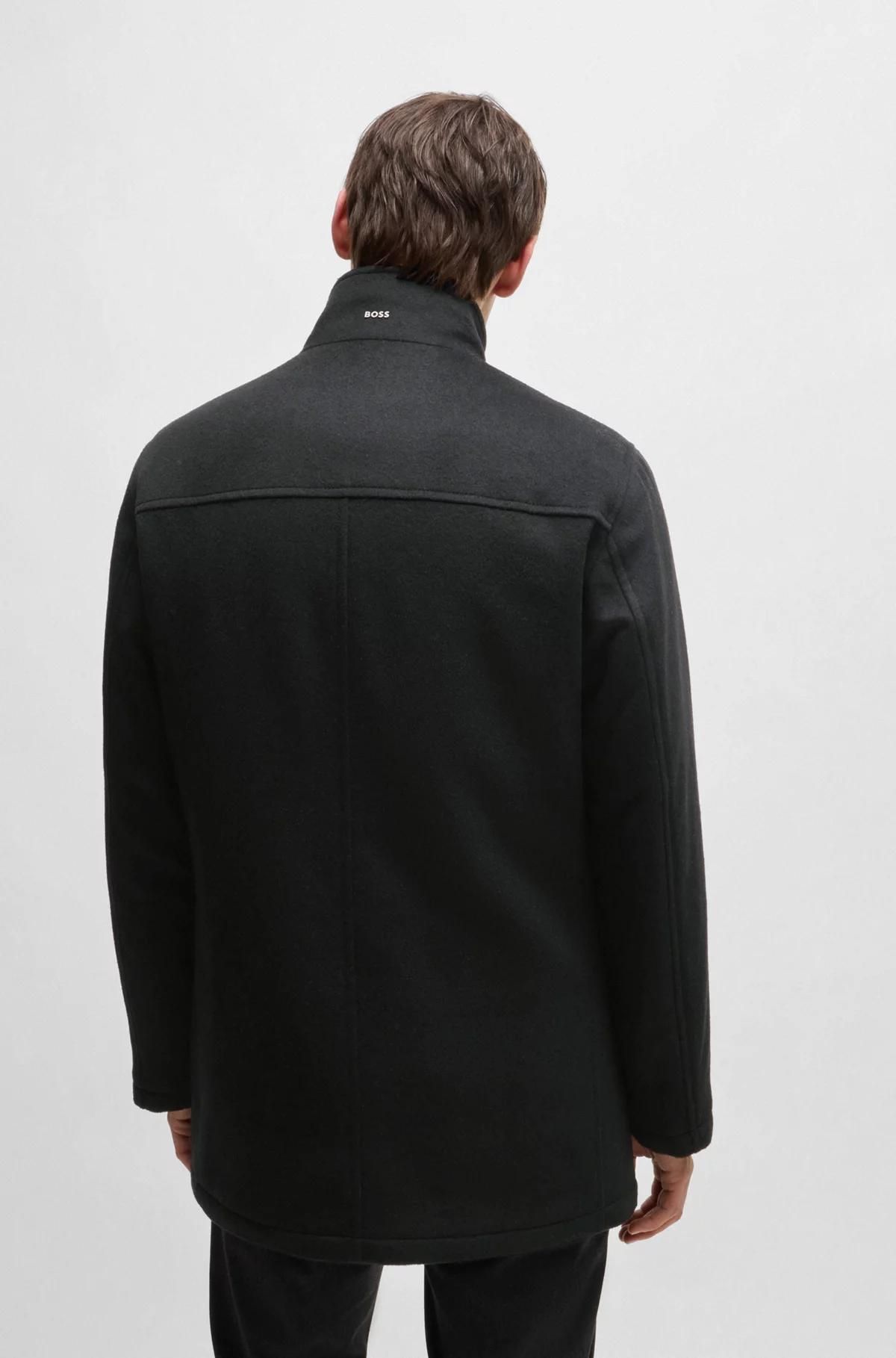 Boss Relaxed-Fit Short Coat in Virgin Wool and Cashmere Product Image