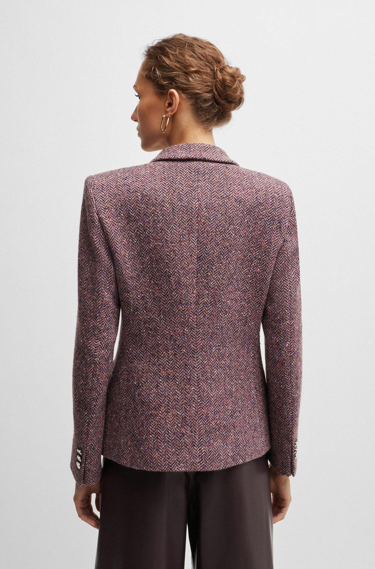 Regular-fit jacket in herringbone tweed blended with silk Product Image