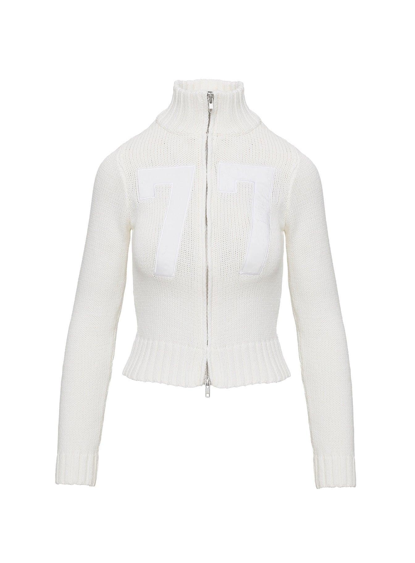 Nylah Zip Up Knit Jacket White Product Image