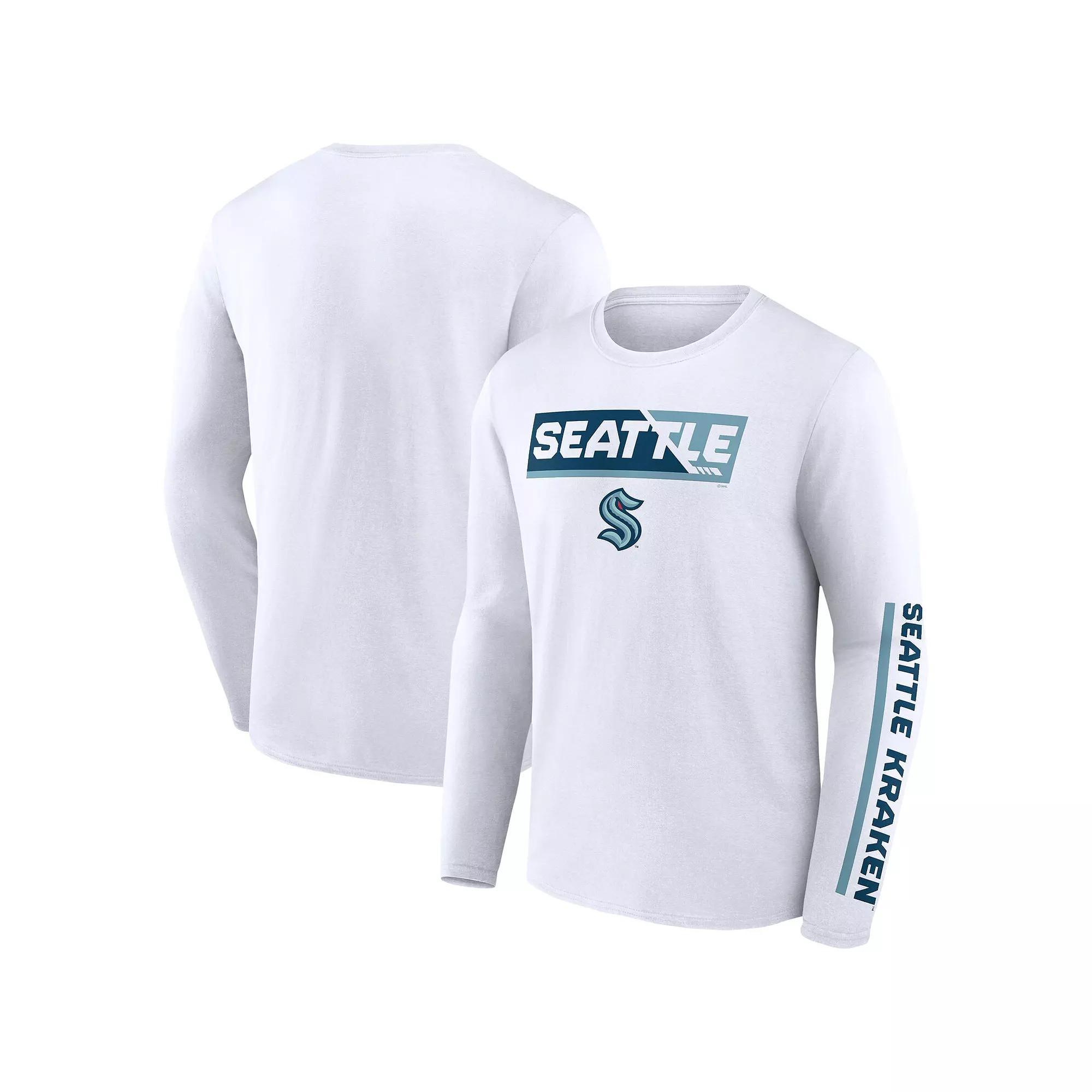 Mens Fanatics Branded White Seattle Kraken Breakaway Combo Long Sleeve T-Shirt Product Image