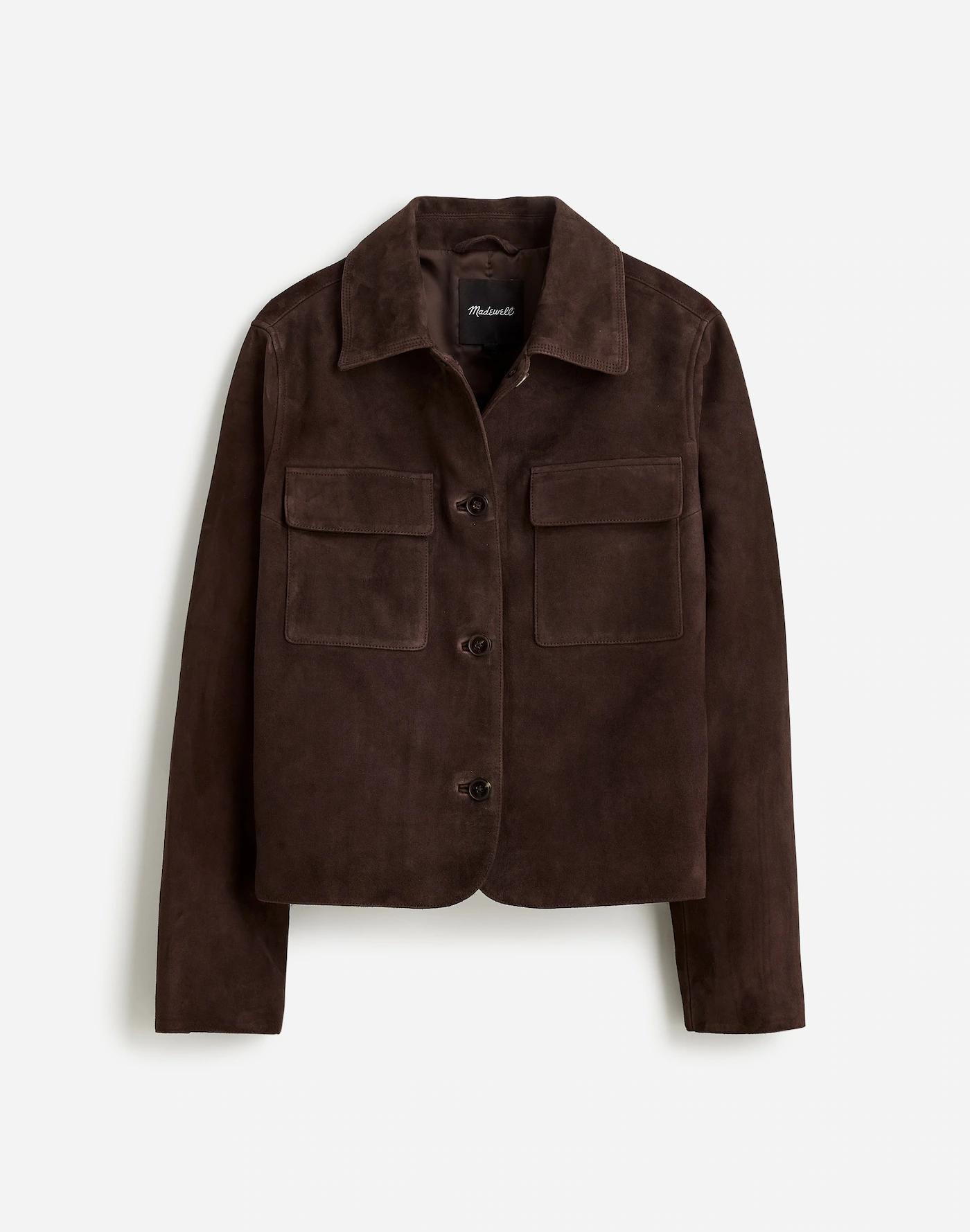Stitched-Collar Shirt-Jacket in Suede Product Image