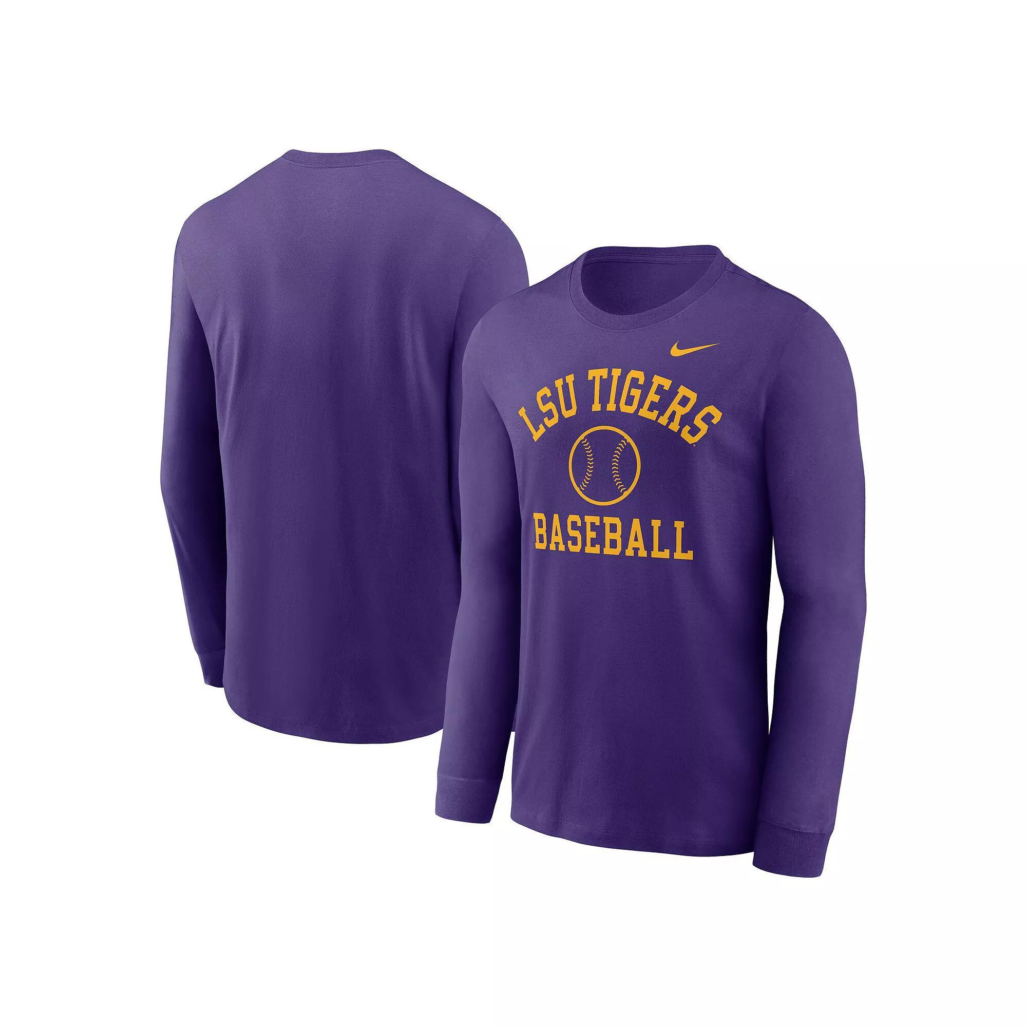 Men's Nike Purple LSU Tigers Essential Baseball Arch Long Sleeve T-Shirt, Size: Small Product Image
