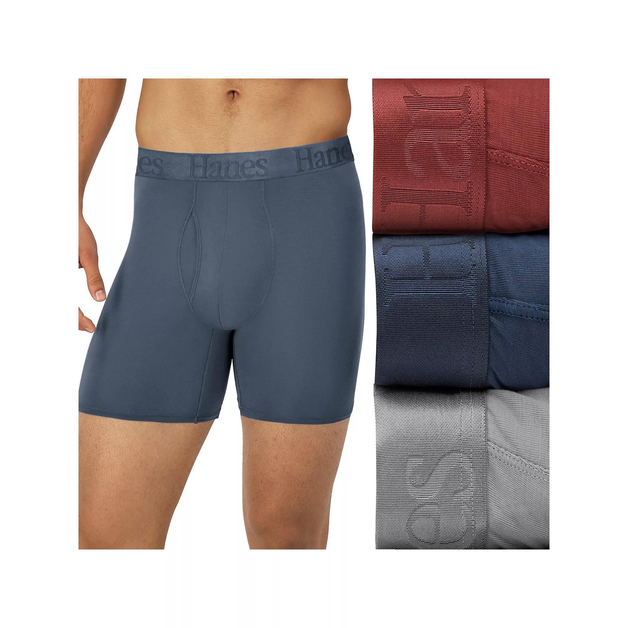 Hanes Originals Ultimate 3-Pack Men's SuperSoft Boxer Briefs, Size: XL, Blue Red Product Image