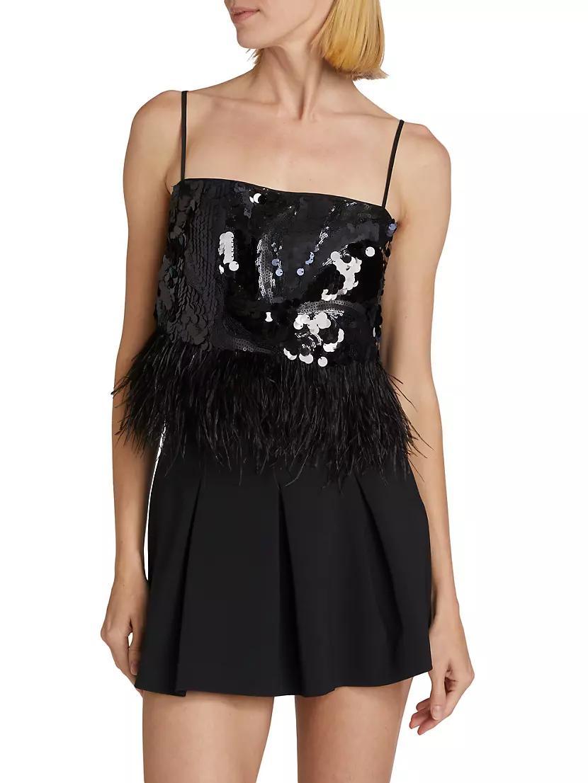 Stanley Sequined & Feather-Trimmed Crop Top Product Image