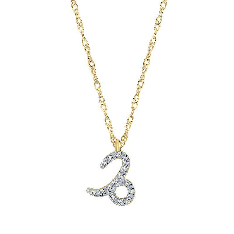 Sterling Silver 1/10 Carat T.W. Diamond Pave Leo Zodiac Pendant Necklace, Women's, Two Tone Product Image