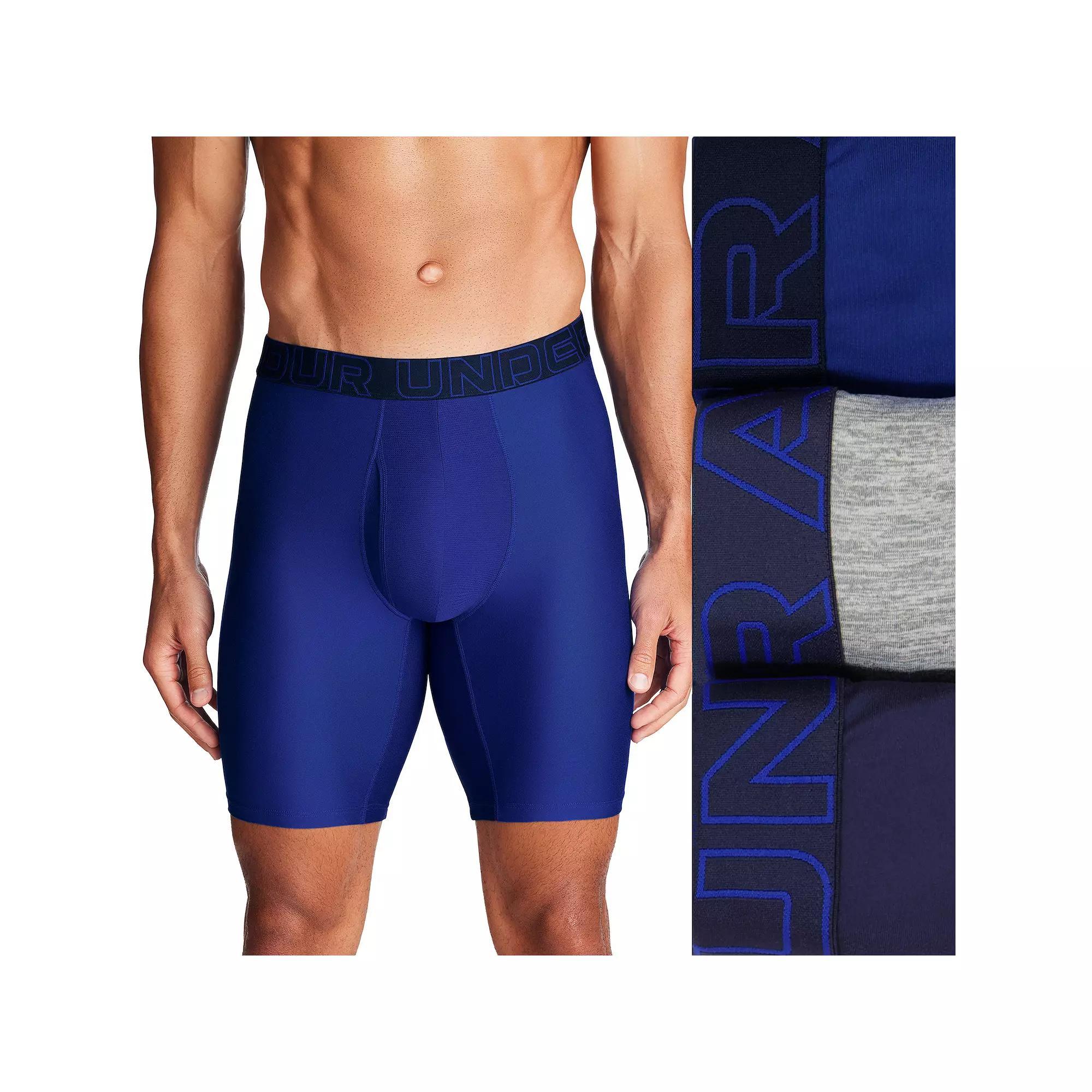 Men's Under Armour 3-pack Performance Tech 9-in. Long Leg Boxer Briefs, Size: XS, Royal Product Image