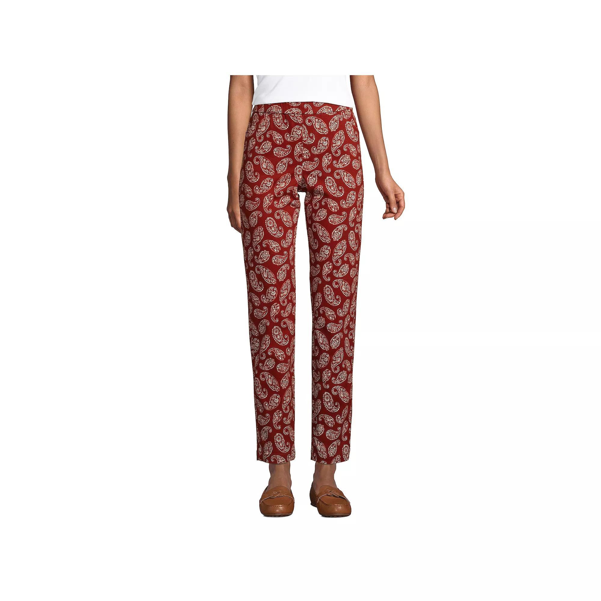 Women's Lands' End Pull-On Chino Ankle Pants, Size: 8, Red Ivory Paisley Product Image