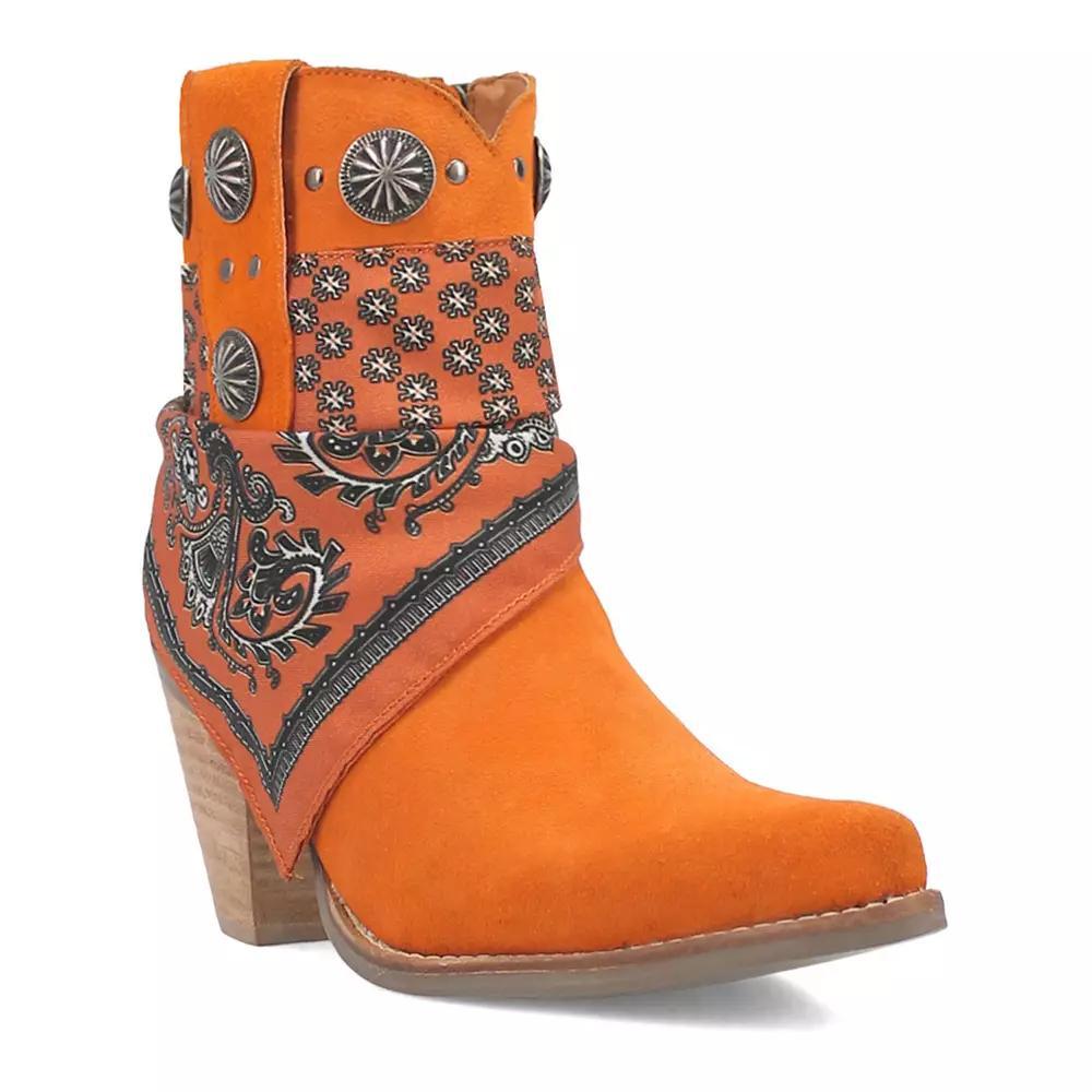 Women's Dingo Bandida Leather Western Ankle Boots, Size: 6.5, Black Product Image