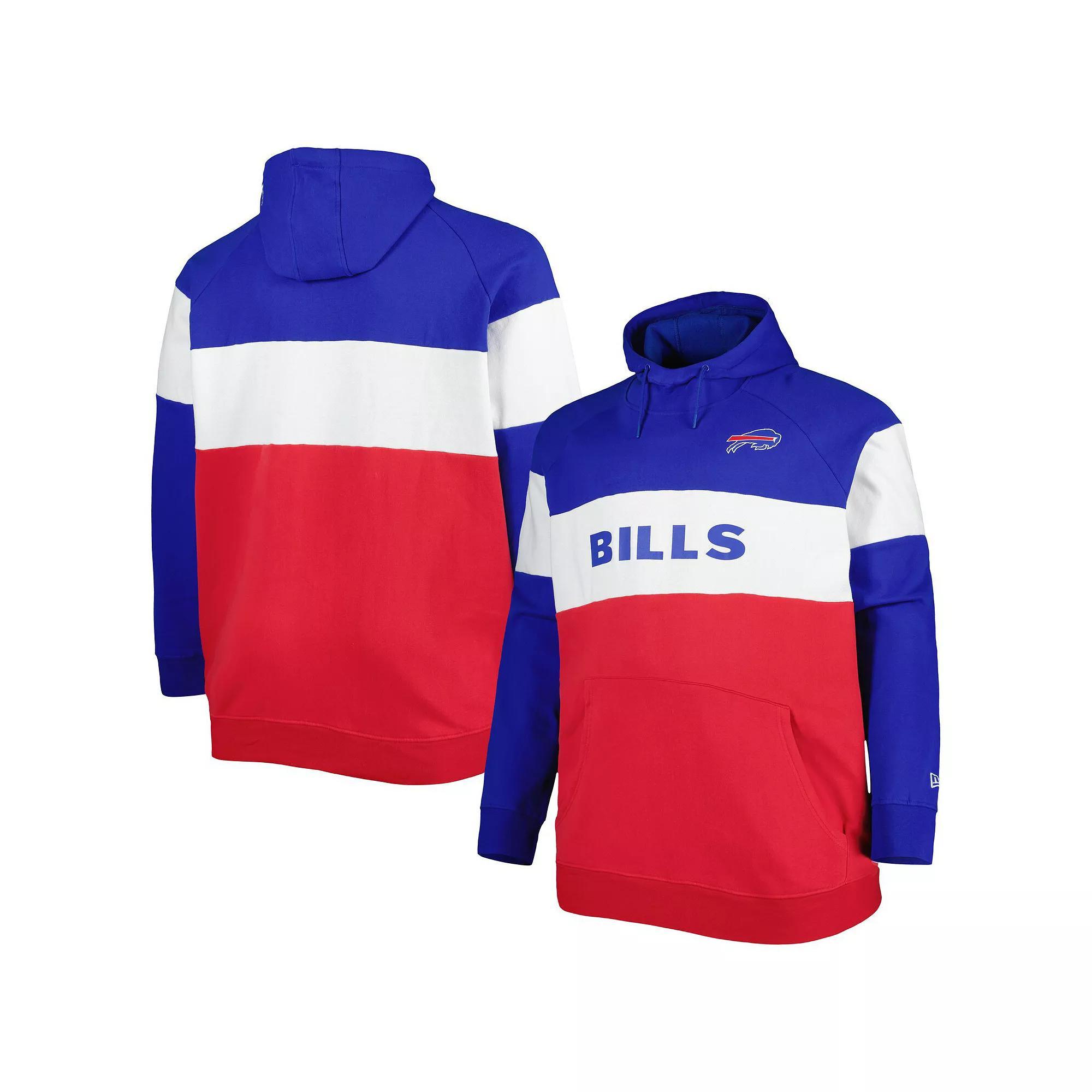 Men's New Era Red Buffalo Bills Big & Tall Current Team Colorblock Fleece Raglan Pullover Hoodie, Size: 5XB Product Image