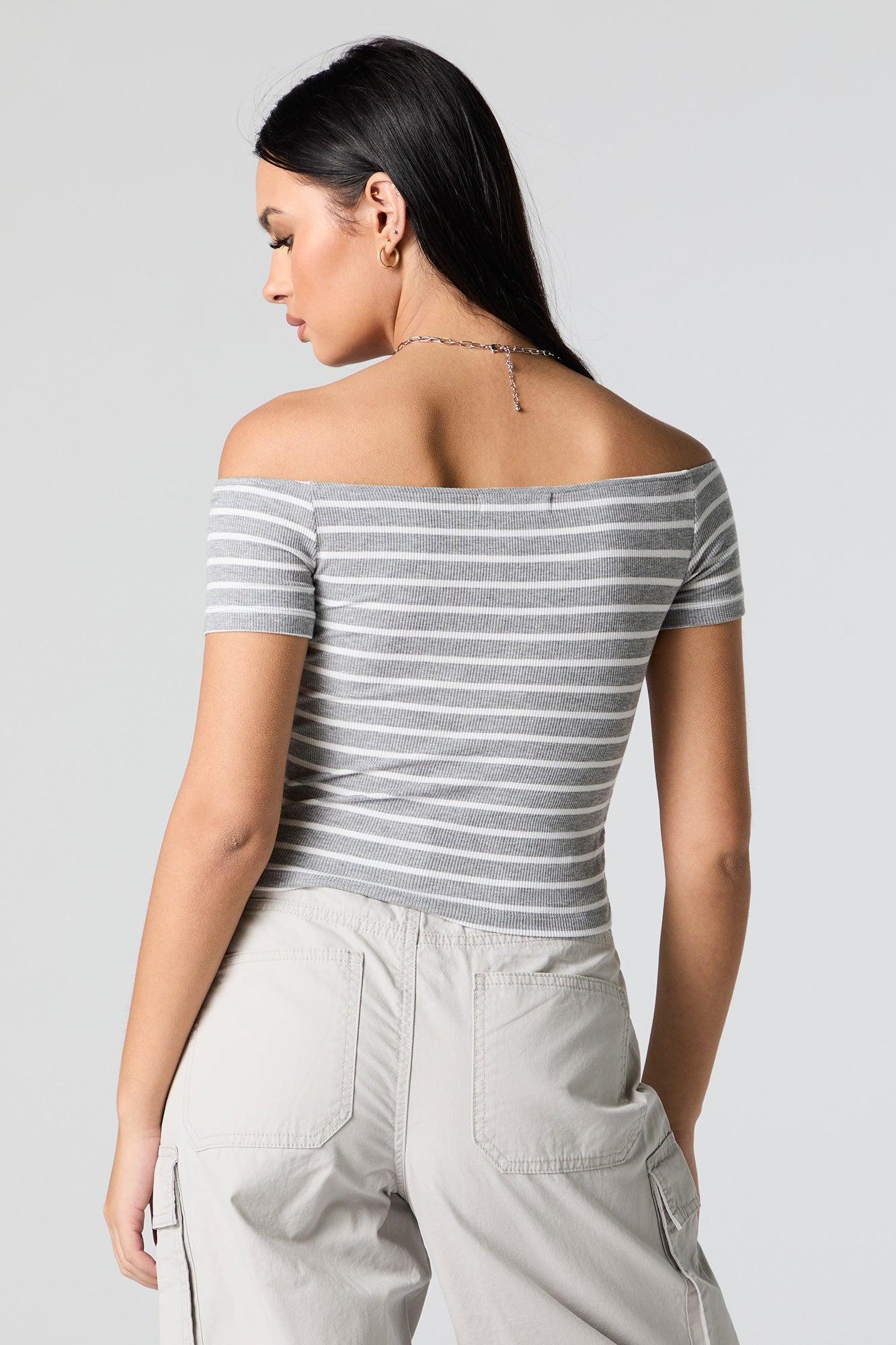 Ribbed Off Shoulder Crop Top Female Product Image