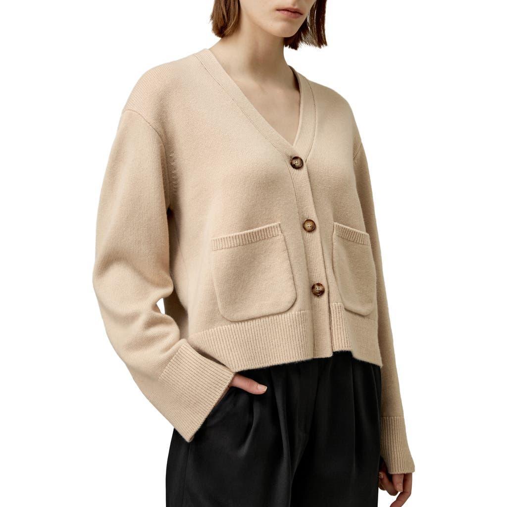 Lilysilk Cropped Wool-Cashmere Blend Cardigan Sweater for Women in Beige at Nordstrom, Size Small Product Image