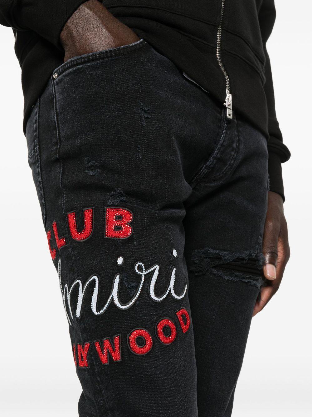 embroidered distressed jeans Product Image