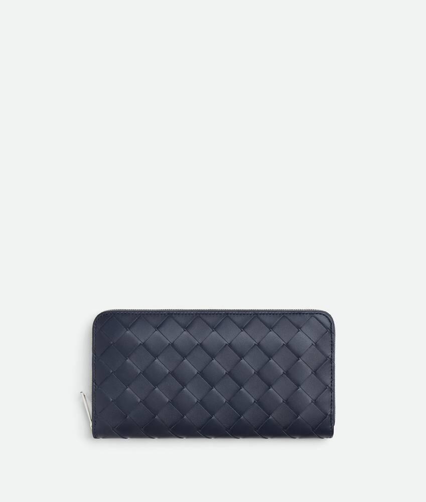 Men's Intrecciato Zip Around Wallet in Abyss/cypress Product Image