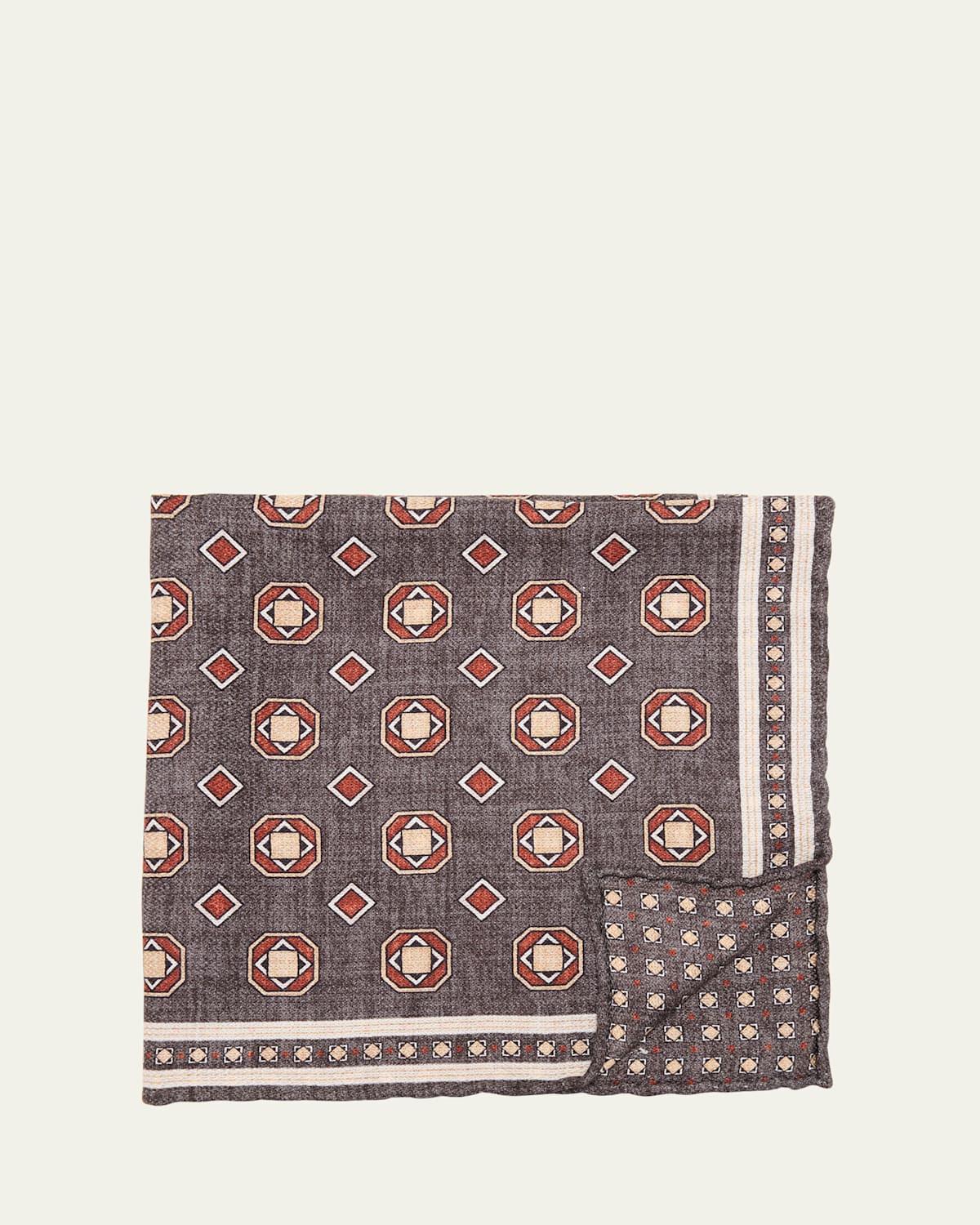 Mens Silk Geometric Pocket Square Product Image
