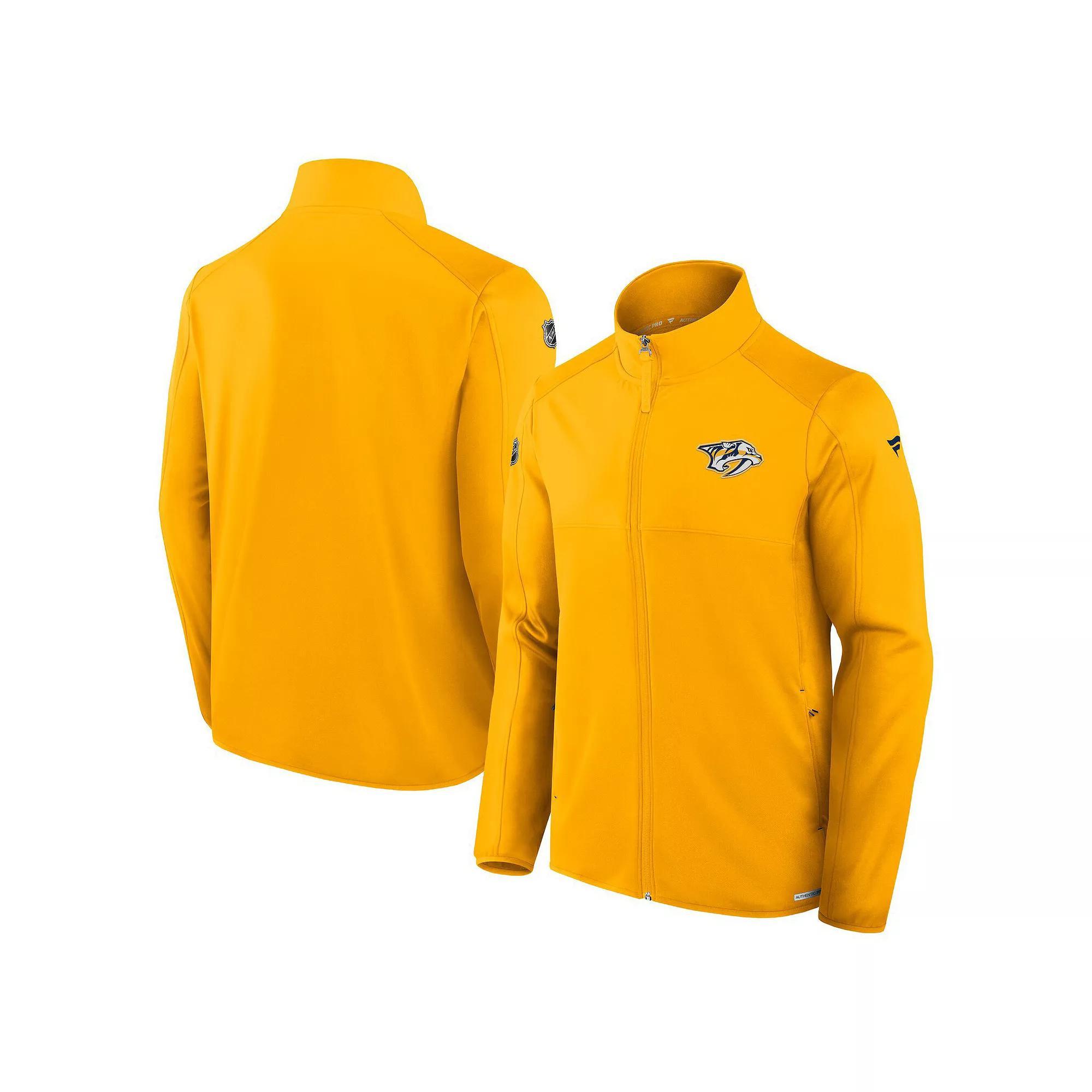 Men's Fanatics  Gold Nashville Predators Authentic Pro Rink Fleece Full-Zip Jacket, Size: Large, Pdt Gold Product Image