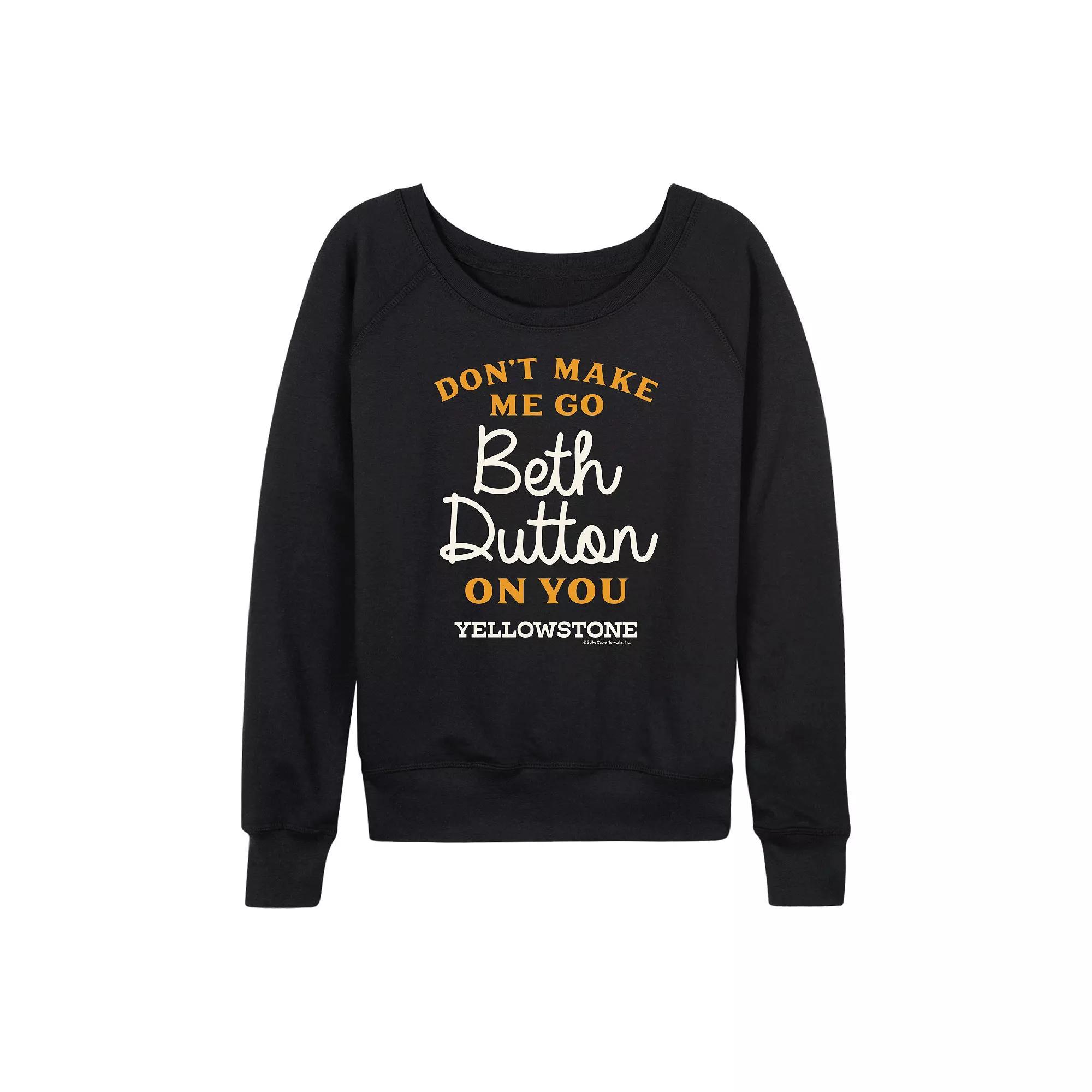 Women's Yellowstone Don't Make Me Go French Terry Long Sleeve Tee, Size: XL, Black Product Image
