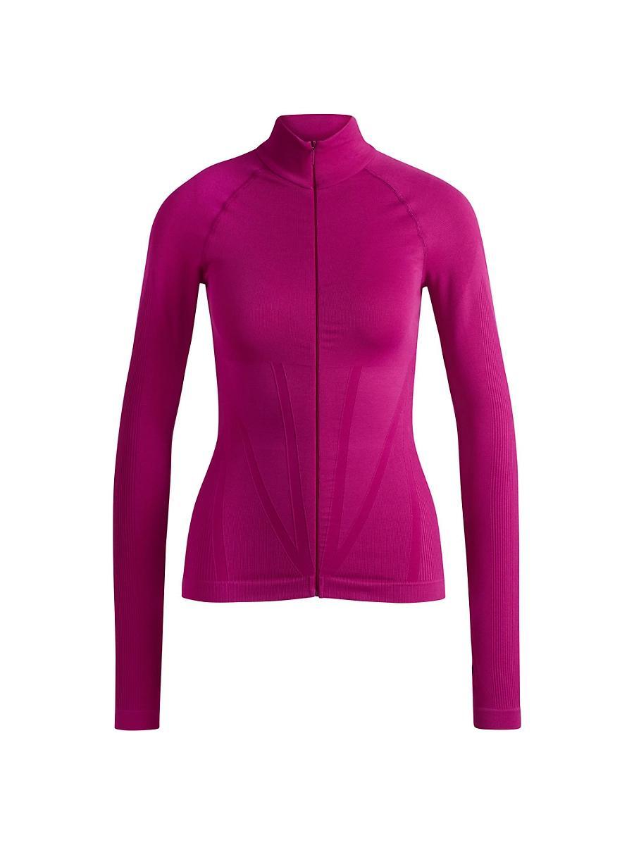 Womens Naomi x Boss Zip-Up Top in Stretch Jersey Product Image