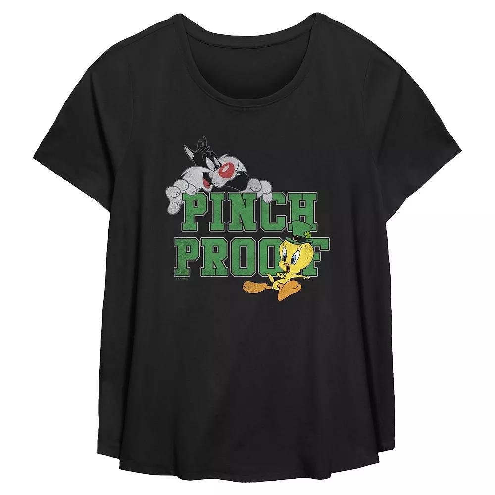 Plus Size Looney Tunes Sylvester And Tweety Bird Pinch Proof Flowy Graphic Tee, Women's, Size: 4XL, Black Product Image