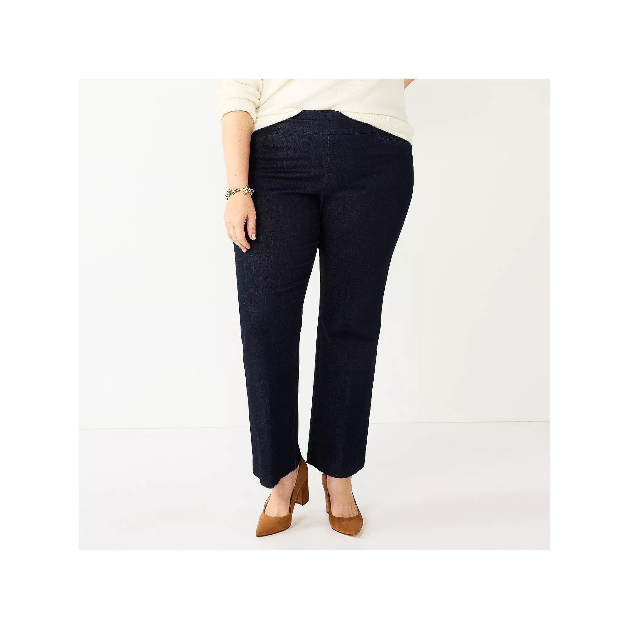 Plus Size Croft & Barrow® Effortless Stretch Pull-On Bootcut Pants, Women's, Size: 24 W, Rinse Blue Product Image