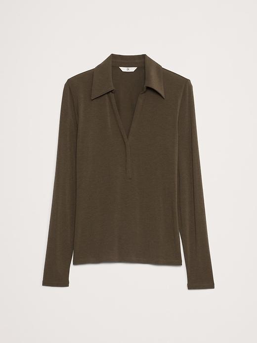 Luxe Wool-Blend Polo Top Product Image