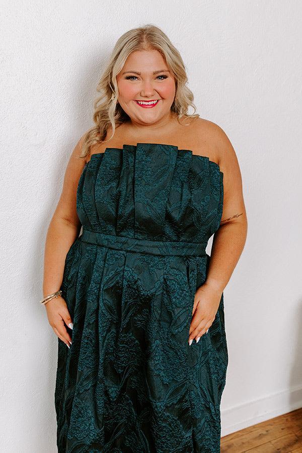 Night At The Gala Jacquard Midi in Dark Hunter Green Curves Product Image