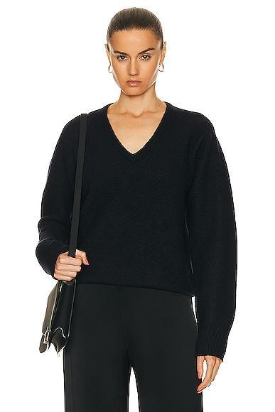 Toteme Soft Felted Merino Knit Sweater in Navy Product Image